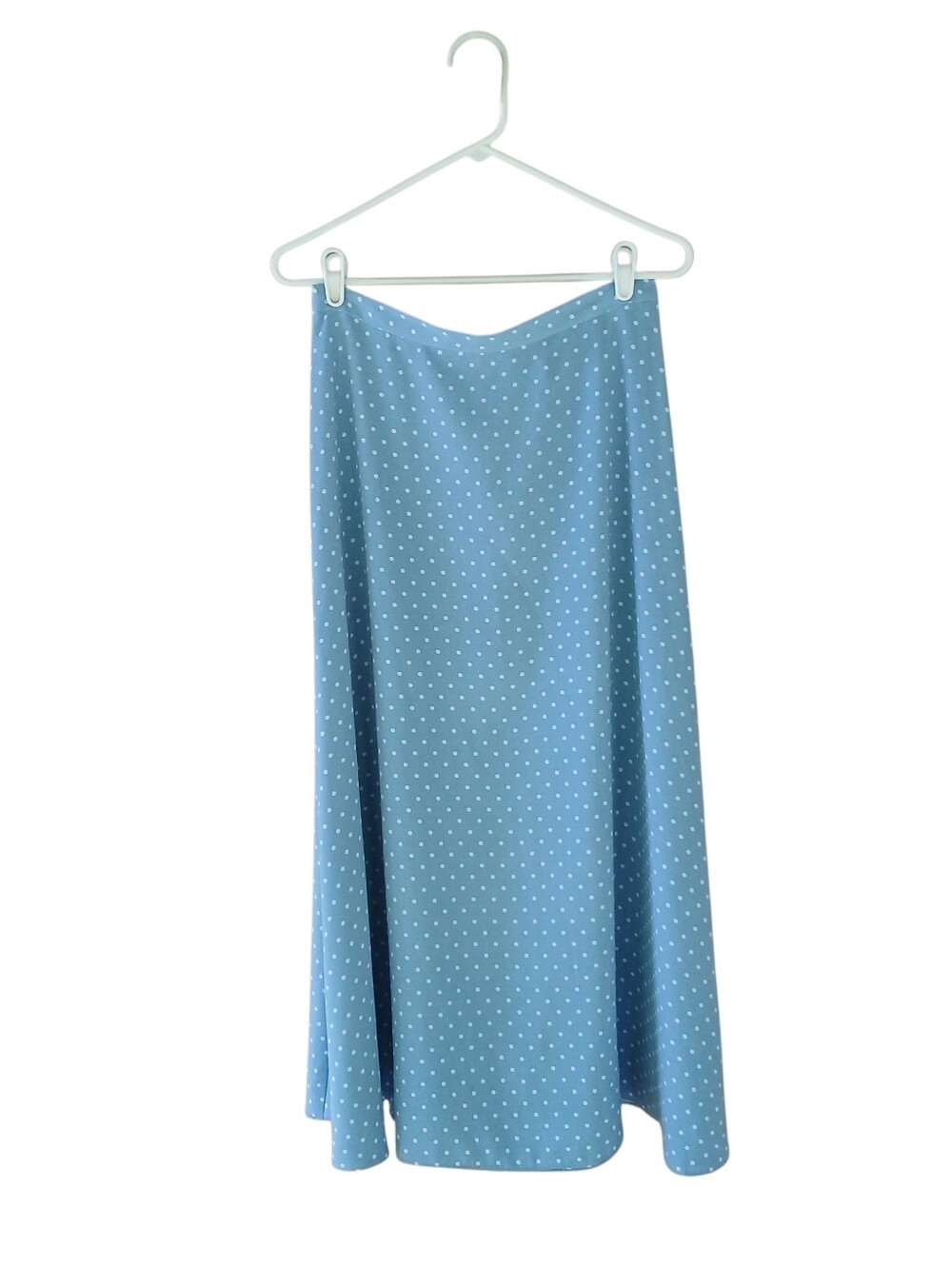 Koret Light Blue & White Polka Dot A Line Polyester Maxi Skirt Size 10